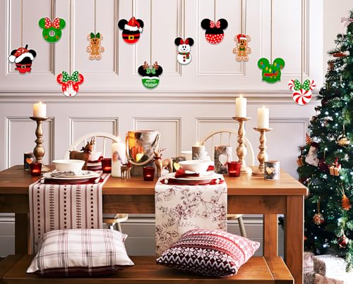 Mouse Christmas Ornaments Hanging Decorations – 24 Pcs Double-Sided Tree Ornaments