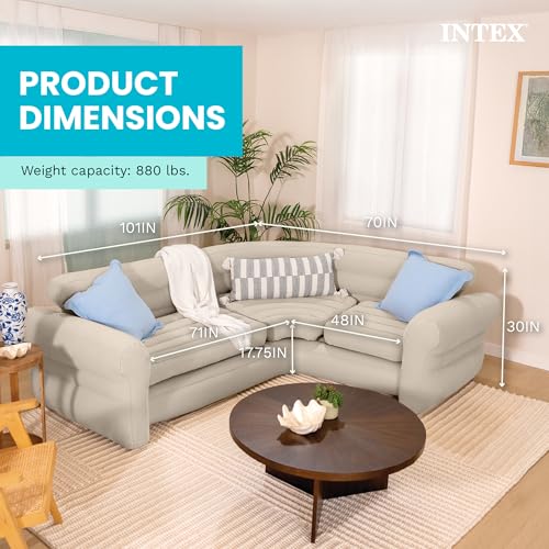 Inflatable L-Shaped Corner Sofa - 4-Seater with Deep Cushions