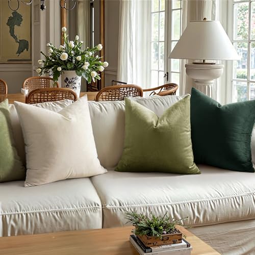 MIULEE Velvet Christmas Throw Pillow Covers 18x18 Inch Pack of 2 Army Green