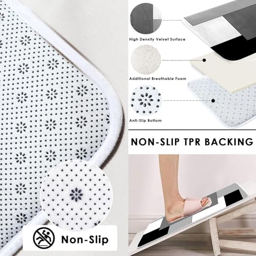 4-Piece Modern Geometric Bathroom Set with Shower Curtain and Non-Slip Rugs