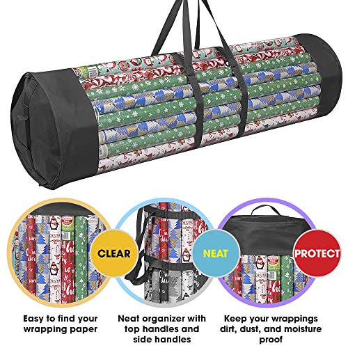 Clear Wrapping Paper Storage Bag for 40-Inch Rolls and Ribbons