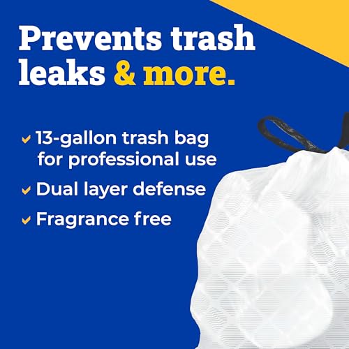 13 Gallon Tall Kitchen Drawstring Trash Bags - Tear Resistant (100 Count)