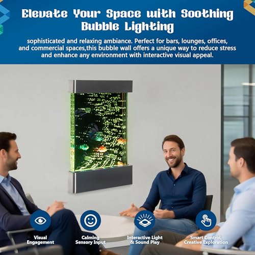 Wall-Mounted LED Bubble Wall – 24"x16" Stainless Steel Sensory Water Panel