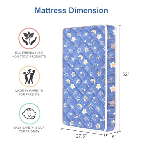 Firm Breathable Dual-Sided Crib & Toddler Mattress (52" x 27.6" x 5")