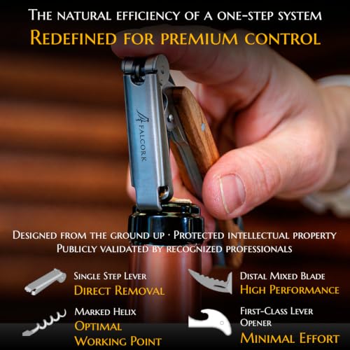FALCORK® Professional One-Step Wine Corkscrew with Olive Wood Handle