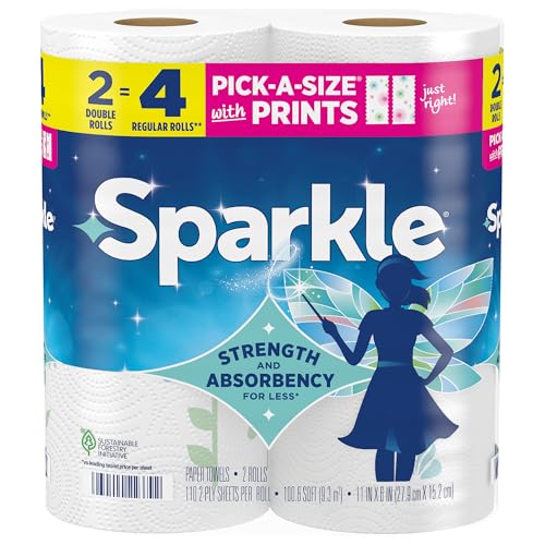 Pick-A-Size Paper Towels, Spirited Prints, 2 Double Rolls, 2-Ply Absorbent Sheets
