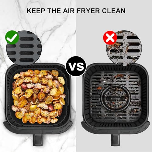 Reusable Square Silicone Air Fryer Liners 2-Pack (8.5 Inch for 5-6.5 QT)