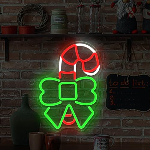 Cheunyar C-Candy Christmas Neon Sign Wall Decor Dimmable LED Light for Bedroom & Party