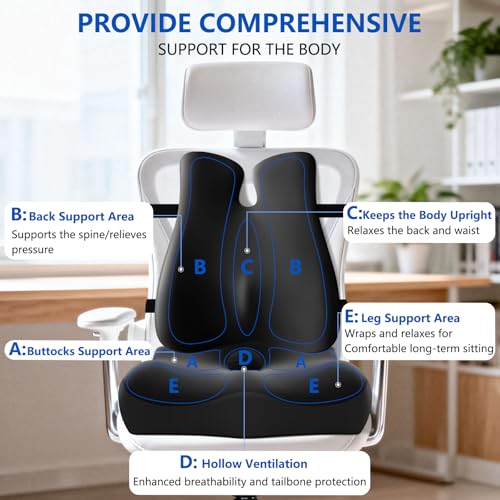 Ergonomic Lumbar Support Pillow & Seat Cushion for Back Pain Relief