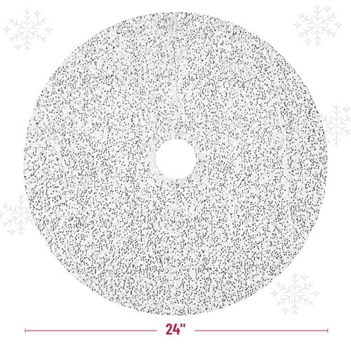 Silver Sequin Christmas Tree Skirt 24 Inch - Small Sparkly Holiday Decor