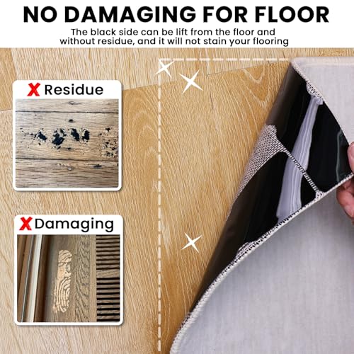 Reusable Non-Slip Rug Tape Grippers for Hardwood Floors, 12-Pack
