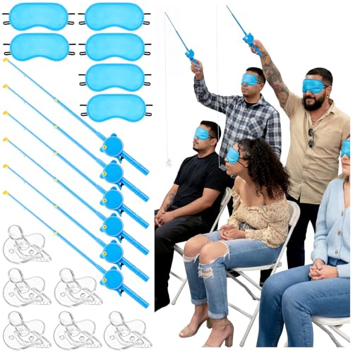 Baby Shower Pacifier Swing Game Set with Fishing Rods and Blindfolds
