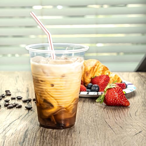 Disposable Striped Plastic Flex Straws - 100 Count, BPA Free, Assorted Colors - Large Pack