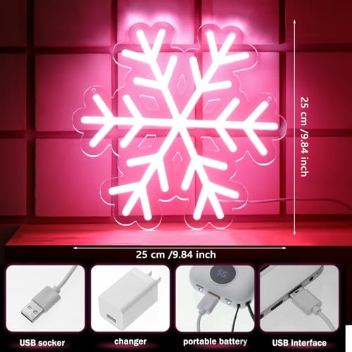 Treela Pink Snowflakes LED Window Lights - 9.84 Inch Christmas Decor