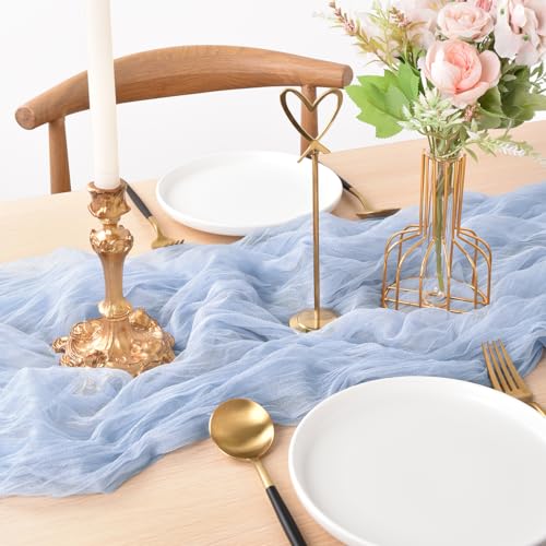 Blue Cheesecloth Table Runner 10ft Rustic Gauze Wedding Table Decor