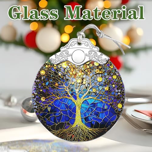 Vibrant Tree of Life Stained Glass Ornament - Christmas Holiday Decor Gift