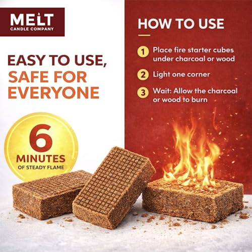 Fire Starter Squares 160 Pack Water Resistant Odorless Wood Charcoal