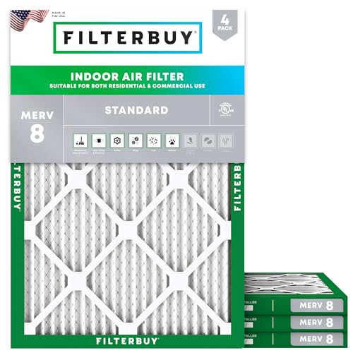 17x21x1 Air Filter MERV 8 HVAC Furnace Filters 4-Pack