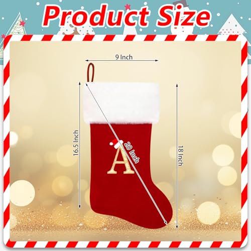 20-Inch Monogram Red Velvet Christmas Stocking with Soft Plush Cuff (Letter M)