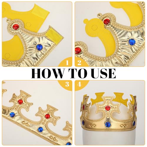 6 Pcs Foam Gold Crown Set with Gems for Kids Birthday Party Hats