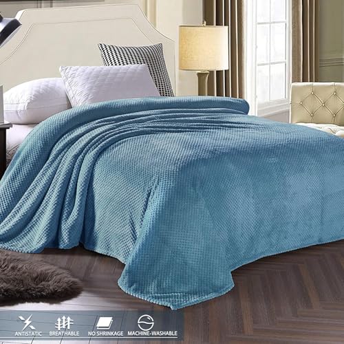 Exclusivo Mezcla Large Waffle Fleece Throw Blanket - Slate Blue (50x70")