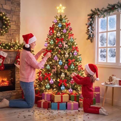 Soaoo Bright 24pcs Christmas Glitter Ball Ornaments 2.36" Shatterproof