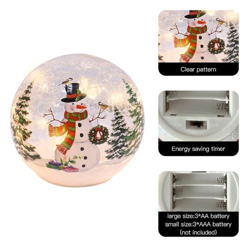 3-Piece LED Lighted Snowman Glass Globes with Timer - Christmas Decor