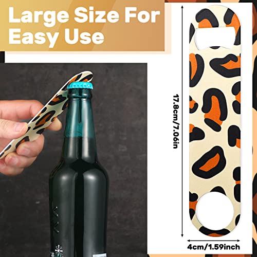 Leopard Print Flat Bottle Openers Set - Heavy Duty Stainless Steel, 4 Pcs