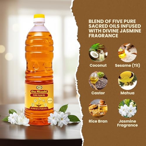 500 ML Jasmine Pooja Oil Blend for Diyas & Lamps - 5 Sacred Oils