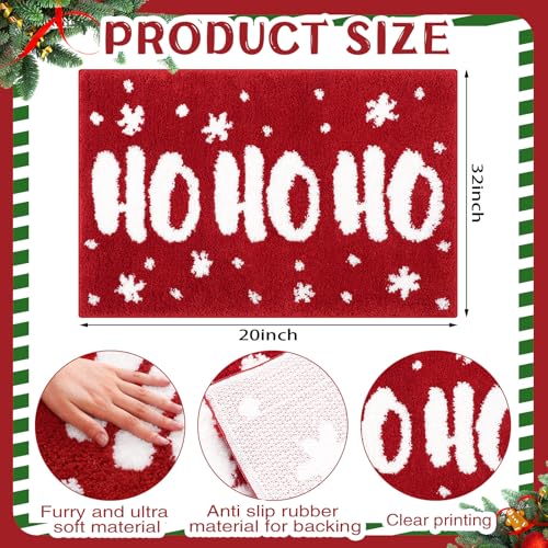 Duraaamo Christmas Bath Mat 20x32 Inch Red Ho Ho Holiday Bathroom Decor