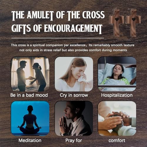 Wooden Pocket Prayer Crosses - Comforting Handheld Crosses (6 Pack)