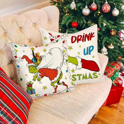 Christmas Pillow Covers 18x18 Navidad Throw Pillow Cases Winter Xmas Decor Merry Christmas Decorations for Home