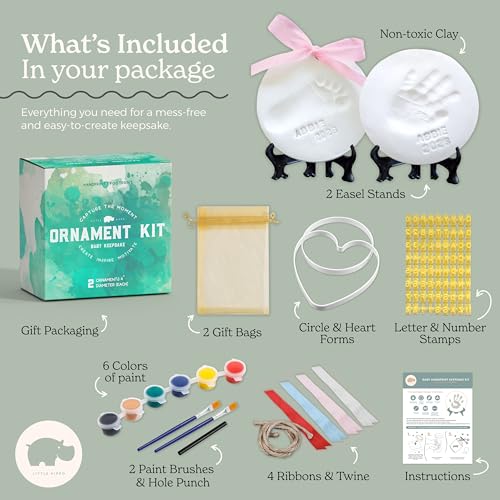 Baby Handprint & Footprint Clay Keepsake Kit - DIY Newborn Ornament Set