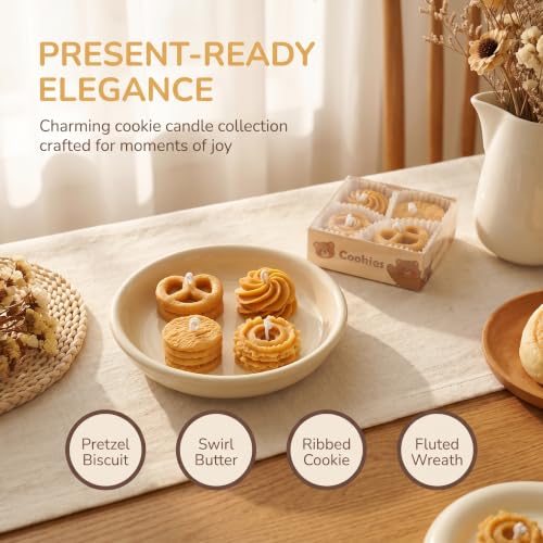 Cookie-Shaped Candles 4-Pack Coffee Milk Scent | Handcrafted Soy Wax