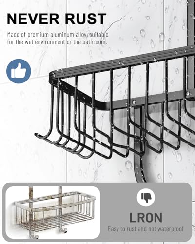 Hanging Aluminum Shower Caddy Over The Showerhead Organizer Black