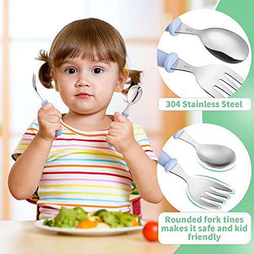 Toddler Utensils Stainless Steel Fork and Spoon Set with Case