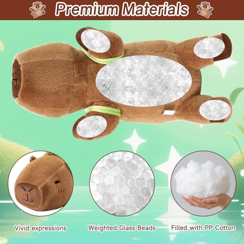 SQEQE Weighted Capybara Stuffed Animal Plush with Turtle Backpack - 9.8 Inch
