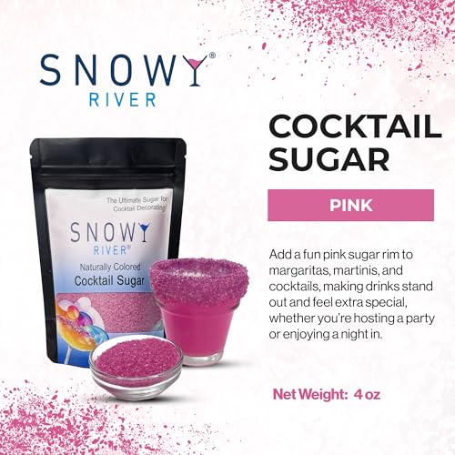 Snowy River Pink Cocktail Sugar Rimmer - Kosher Certified 4oz Natural Beverage Garnish