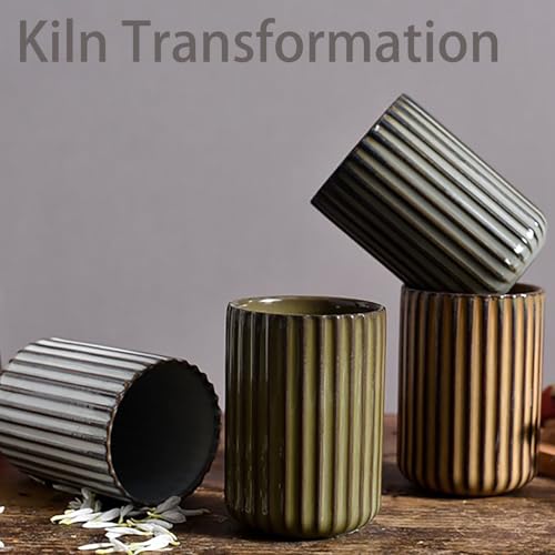 LILITURF Brown Kiln-Fired Japanese Tea Mug 10oz - Handcrafted Ceramic Coffee Cup