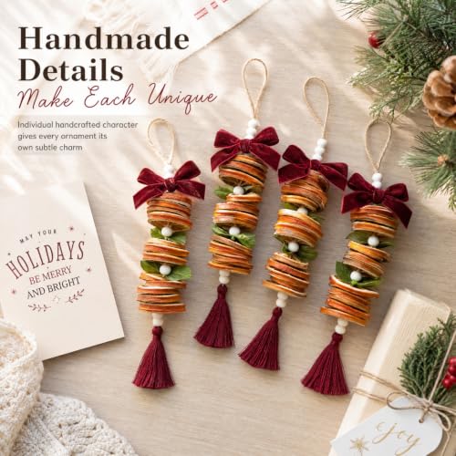 8 Pcs Dried Orange Slice Christmas Decor for Kitchen Cabinets, Red - Naucoos