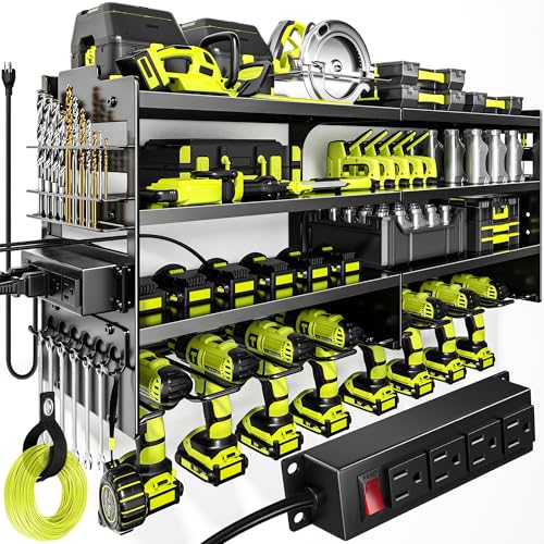 Heavy Duty Power Tool Organizer Wall Mount with Charging Station