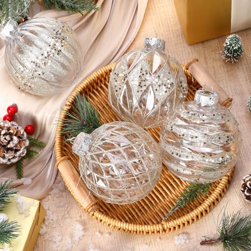 Soulchen Champagne Gold 4 Inch Christmas Ornaments Set - Shatterproof Holiday Decor