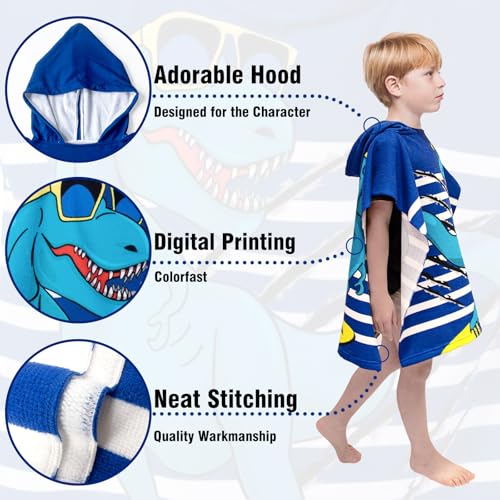 Growell Kids Hooded Beach Towel - Quick Dry Microfiber Swim Poncho