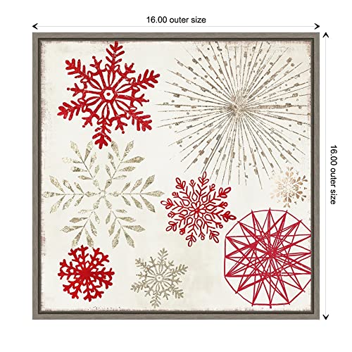 Sylvie Graywash Framed Canvas Wall Art Christmas Snowflakes II by PI Studio 16x16