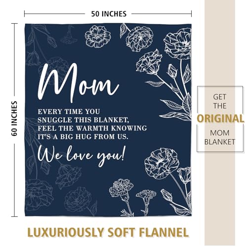 Floral Mom Throw Blanket 60 x 50 Inch - Soft Flannel Mothers Day Gift