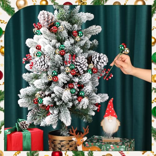 12-Pack Christmas Ball Ornament Picks & Sprays, 7.9 Inch Shatterproof Stems