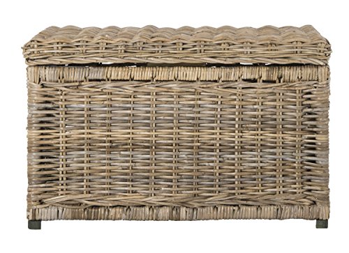 31-Inch Wicker Storage Trunk with Removable Lid - Hand-Woven Rattan Chest