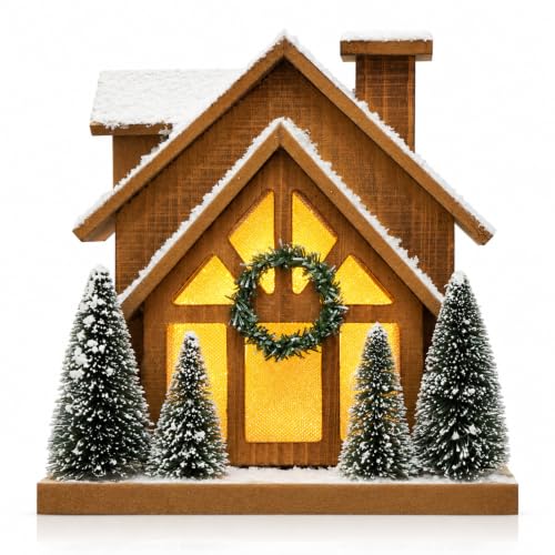 Christmas Decorations for Home Led Lighted Wooden Snow Winter Scene
