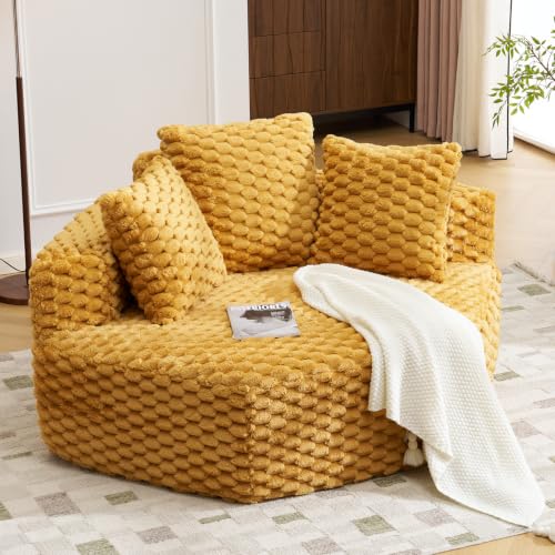Modular Hexagon Chaise Lounge Sofa, Plush Corduroy Corner Chair for Living Room