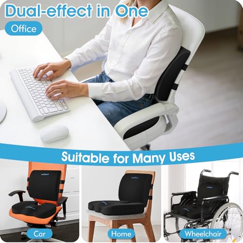 Ergonomic Memory Foam Seat Cushion & Lumbar Support Pillow